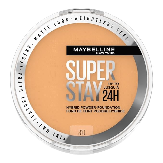 Maybelline Super Stay Up to 24HR Hybrid Powder-Foundation, Medium-to-Full Coverage Makeup, Matte Finish, 310, 1 Count