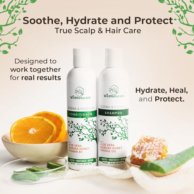 Eczema Psoriasis Shampoo & Conditioner Set for Men & Women - Anti Dandruff Shampoo for Dry Scalp & Hair - Seborrheic Dermatitis for Itchy Scalp Treatment - Eczema for Psoriasis