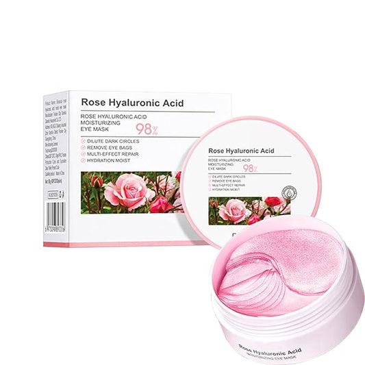 Rose Under Eye Mask,Rose Hyaluronic Acid Moisturizing Under Eye Patches,Collagen Under Eye Gel Patches for Dark Circles and Puffy Eyes Reduce Fine Lines Anti-Ageing