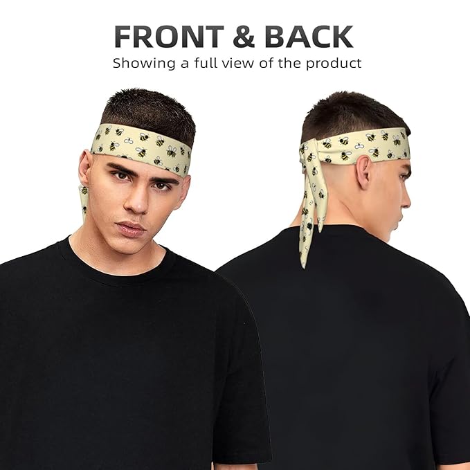 Men Women Novelty Sports Sweat Bands Hair Accessories for Sports Workout Shower, Elastic Multi Style Cute Bee Pattern Hair Band Headdress