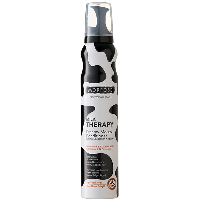 Morfose Milk Therapy Mousse Conditioner Spray, Moisturizing Treatment for Dry, Damaged, Brittle Hair, Restore Softness and Shine (6.76 Fl Oz (Pack of 1), Milk Therapy)