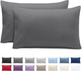 Bare Home Microfiber Pillow Cases - Queen Size Set of 2 - Cooling Pillowcases - Double Brushed - Easy Care - Envelope Closure (Queen Pillowcase Set of 2, Grey)