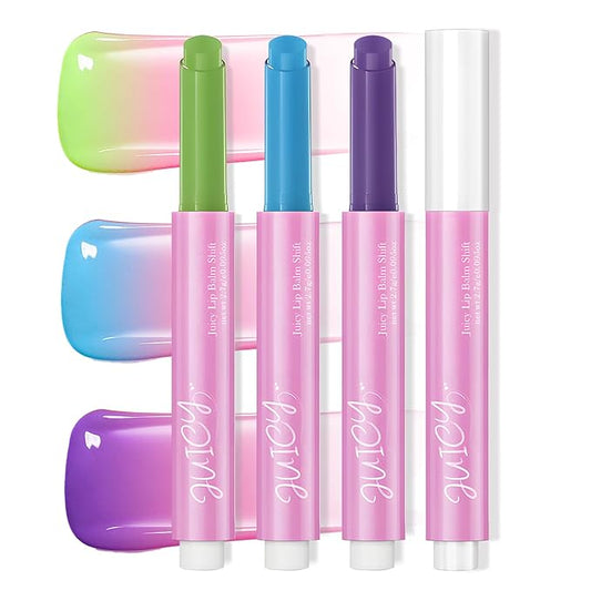 DAGEDA 3PCS Tinted Lip Balm, Moisturizing Magic Color Changing Lipstick, Soothing Hydrating Lip Balm Tinted, Glossy Lip Plump Gloss Butter Balm for Women, Lightweight, Non-Greasy, 04+05+06