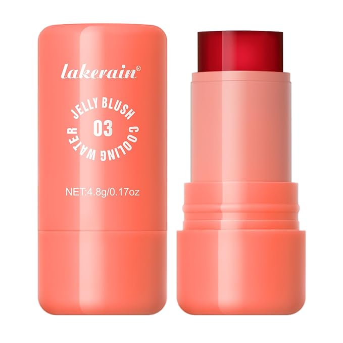 Multi-Use Cooling Water Jelly Blush/Lip Tint & Eye Shadow - Sheer Stain withBuildable Watercolor Finish - Long-Lasting Moisture - 1,000+ Swipes Per Stick - Jelly Texture for Lip & Cheek (Coral)
