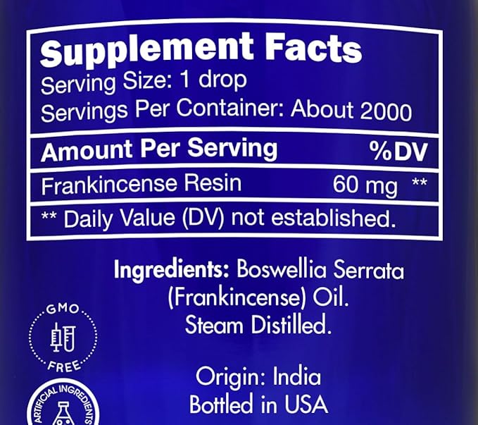 Frankincense Essential Oil, Edible, for Face, Dark Circles – 100% Pure, Frankincense, Resin, Oil, Boswellia Serrata by Zongle Therapeutics, 4 OZ