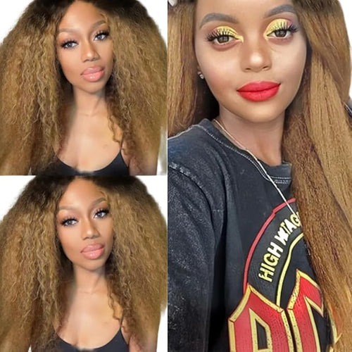30 32 34 Inch Ombre Kinky Straight Bundles Human Hair 1B27 Bundles Niegmeag Hair 2 Tone Black and Blonde Bundle Peruvian Unprocessed Virgin Remy Hair Extensions