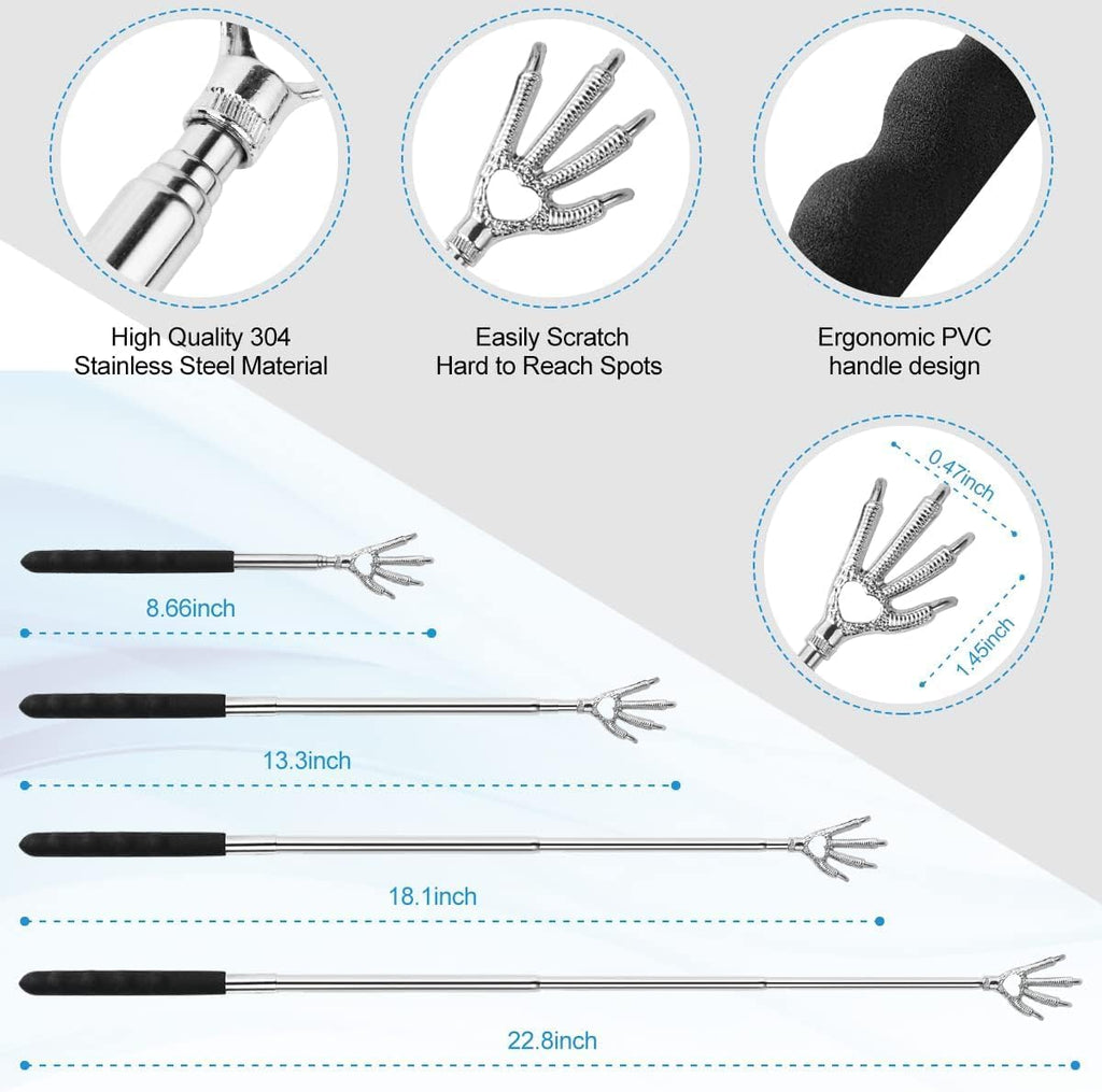4-Piece Extendable Back Scratcher Set with Rubber Handles