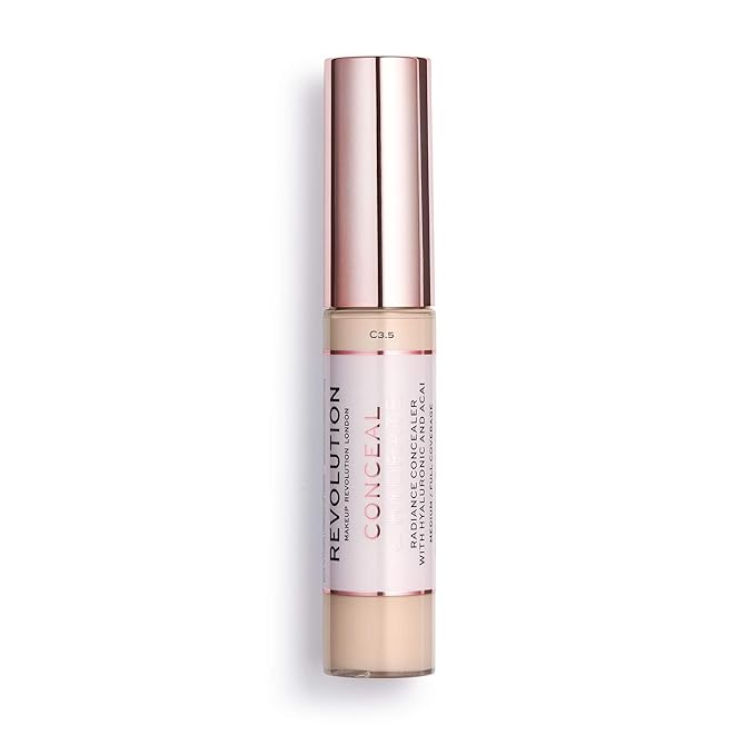Makeup Revolution Conceal and Hydrate Concealer, Full Coverage & Matte Finish, C7.5 for Medium Skin Tones, Vegan & Cruelty-Free, 0.7 Fl Oz