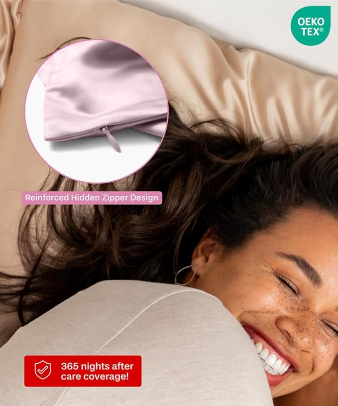 Colorado Home Co, 100% Mulberry Silk Pillowcase, King Size, Light Pink, 22 Momme, Zipper Closure, OEKO-TEX Certified