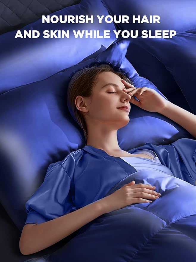 Mulberry Silk Pillowcase for Hair and Skin, SGMSILK 22 Momme Natural Silk Pillow Cases with Zipper, 6A Soft and Smooth Single Sided Pure Silk Pillow Cover (Royal Blue, Queen 20"x30")