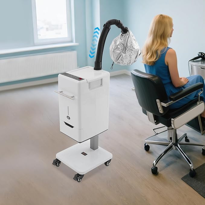 Nano Hair Steamer, Professional Micro-Mist Hair Steamer 6 Modes Adjustable, Floor Type 360° Rotation Universal Wheel for Hair Deep Care Hair Repair Salon Spa (White Stye)