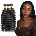 Human Hair Bundles Natural Black Deep Wave Bundle Niegmeag Virgin Soft and Silky Remy Hair 3 Bundles 22 24 26 Inch Double Weft Color 1B Deep Wave Bundle