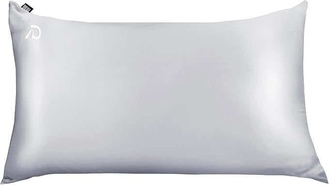 Dream Recovery Performance Silk Pillow Case with Zipper - 100% Silver Mulberry Silk Pillowcase for Hair and Skin - Naturally Cooling and Moisturizing - Standard Size - Slate
