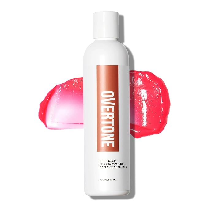 Overtone Daily Color Depositing Conditioner, Rose Gold, 8oz, Hydrating, Damage-Free Temporary Hair Color for All Hair Types with Shea Butter & Coconut Oil, Vegan & Cruelty-Free