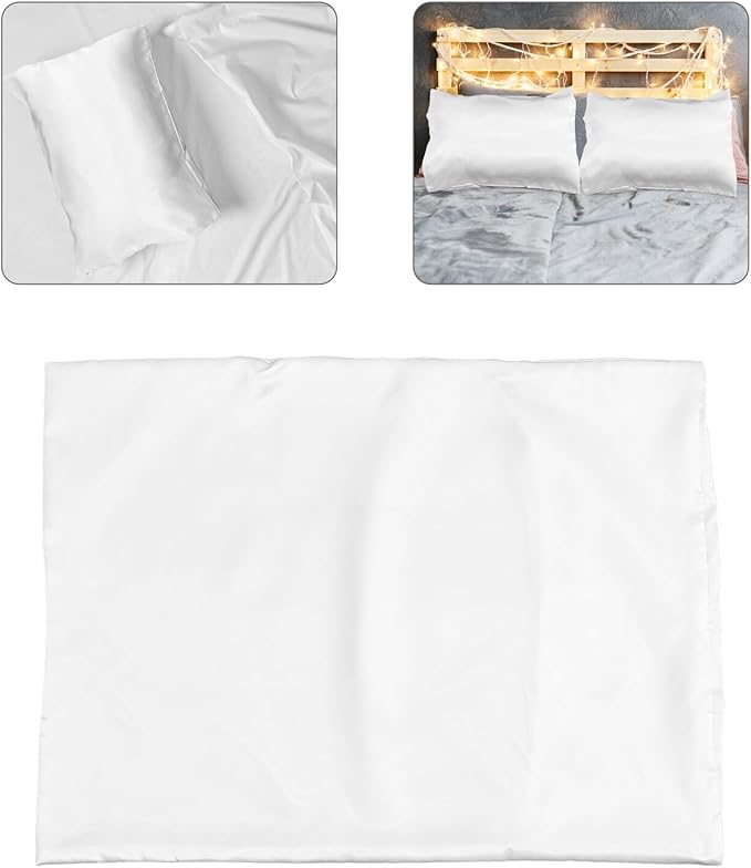 2pcs Satin Pillow Covers Envelope Closure Soft Smooth Pillowcase for Bed Bedroom Hair Protection Washable White