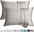 100% Silk Pillow Cases 2 Pack Queen Size Mulberry Silk Pillowcase for Hair and Skin Set of 2 Highest Grade 6A Silk Soft Breathable Cooling with Hidden Zipper, Grey