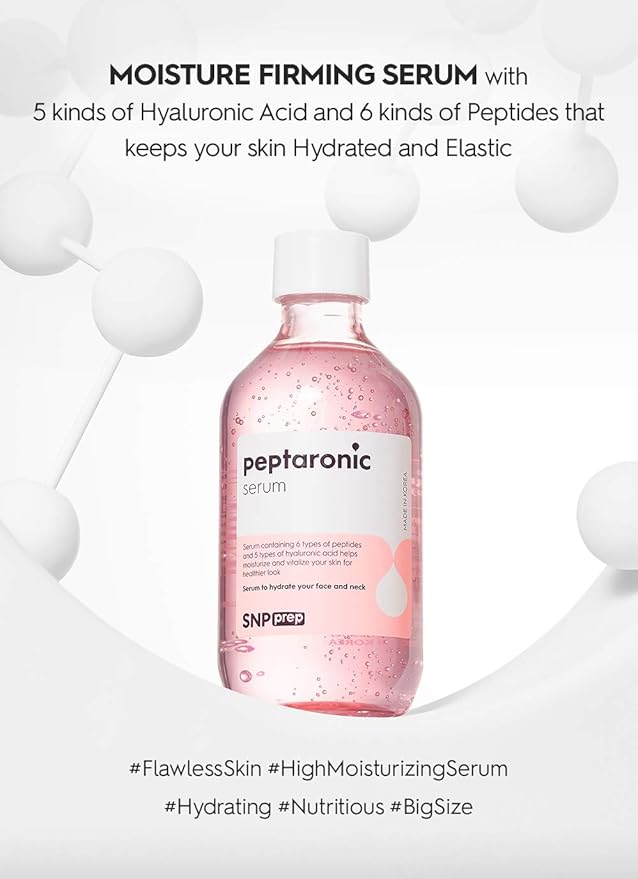 SNP PREP Skincare Set | 4-in-1 Korean Skin Care Set | Peptaronic Complete Skin Care Set | Includes Facial Toner, Cream, Face Serum, and Ampoule Sheet Face Masks | Skin Care Gift Set | 10 Sheets