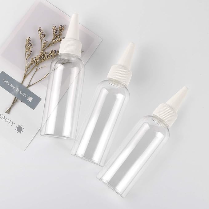 TRENDBOX 2oz / 60ml Plastic Bottle Pointed Mouth Top Cap for Essential Oils, Liquid - 6 Pack