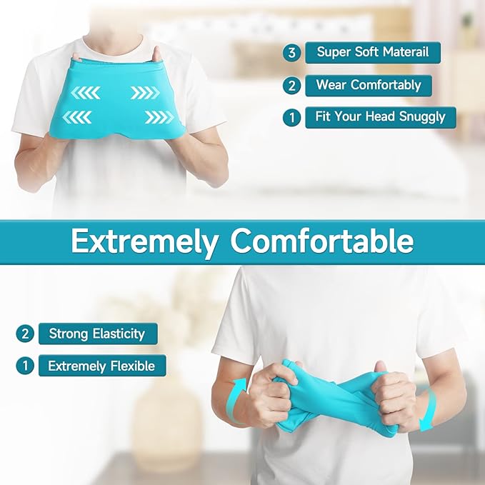 Ice Cap Migraine Relief - Snugly Fit Ice Pack Hat with Gel for Headache Therapy (Green)