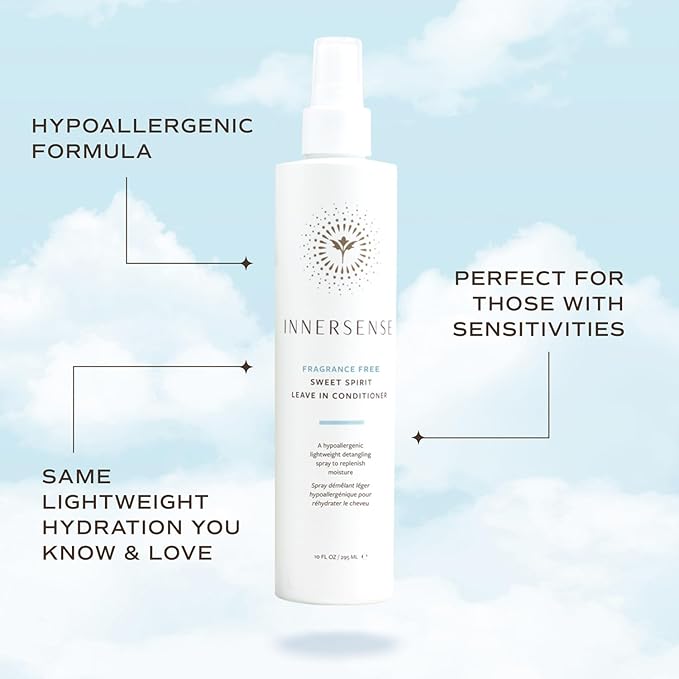 INNERSENSE Organic Beauty - Fragrance-Free Sweet Spirit Leave-In Conditioner | Detangling, Hydrating, Smoothing | Non-Toxic, Cruelty-Free, Clean Haircare (2 pack - 2 fl oz | 59.1 mL each)