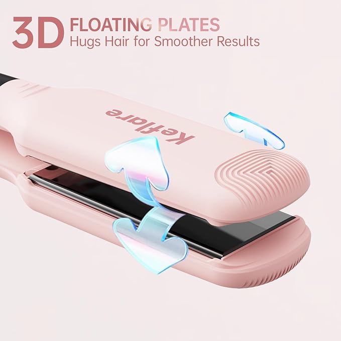 1.7-inch Hair Straightener, Fast-Heating Flat Iron with 7 Adjustable Temperature Settings and Dual Voltage Auto-Adjustment, Suitable for Home and Global Travel