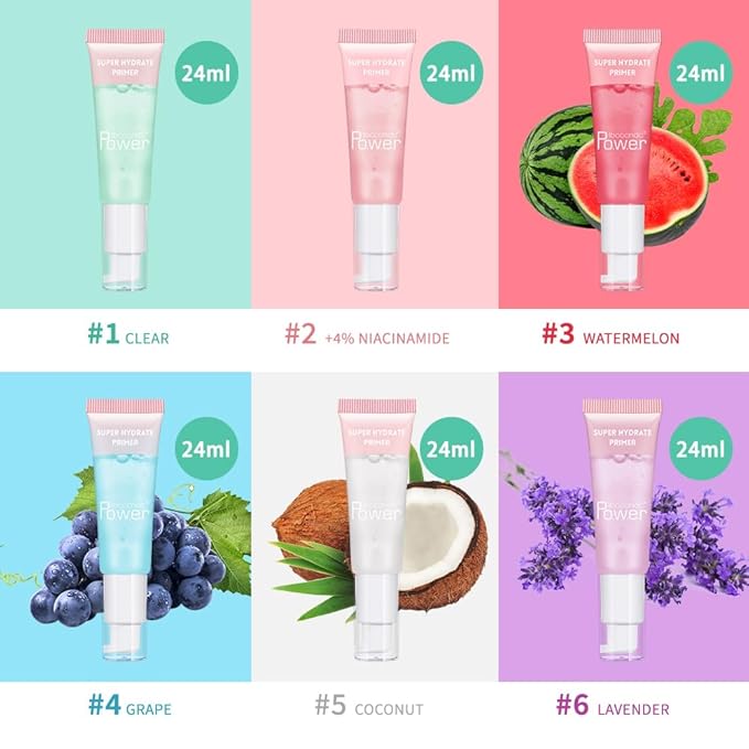 Super Hydrate Primer - Translucent Gel Formula for Long-lasting Makeup | Works on All Skin Types and Tones, Perfect Pre-makeup Primer (03 watermelon)