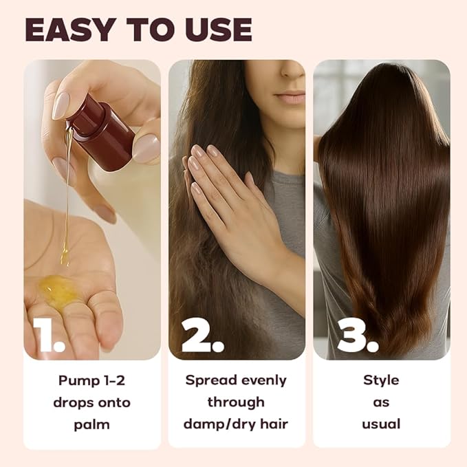 HerStyler Hair Serum - Argan Oil, Vitamin E, and Aloe Vera for Repair, Anti-Frizz for All Hair Textures, Nourishing for Enhanced Shine, Non-Greasy, Suitable for Color Treated Hair