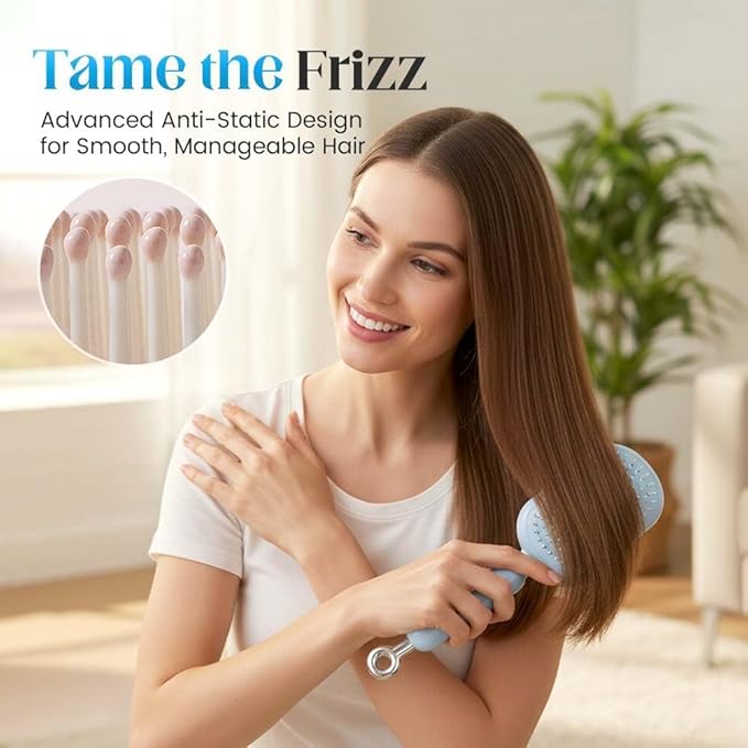 2026 New Retractable Cushion Massage Comb, Upgraded Air Cushion Scalp Comb for Women and Men, Anti-Static Hair Brush for Massage Heads and Suitable for All Hair Types (White)