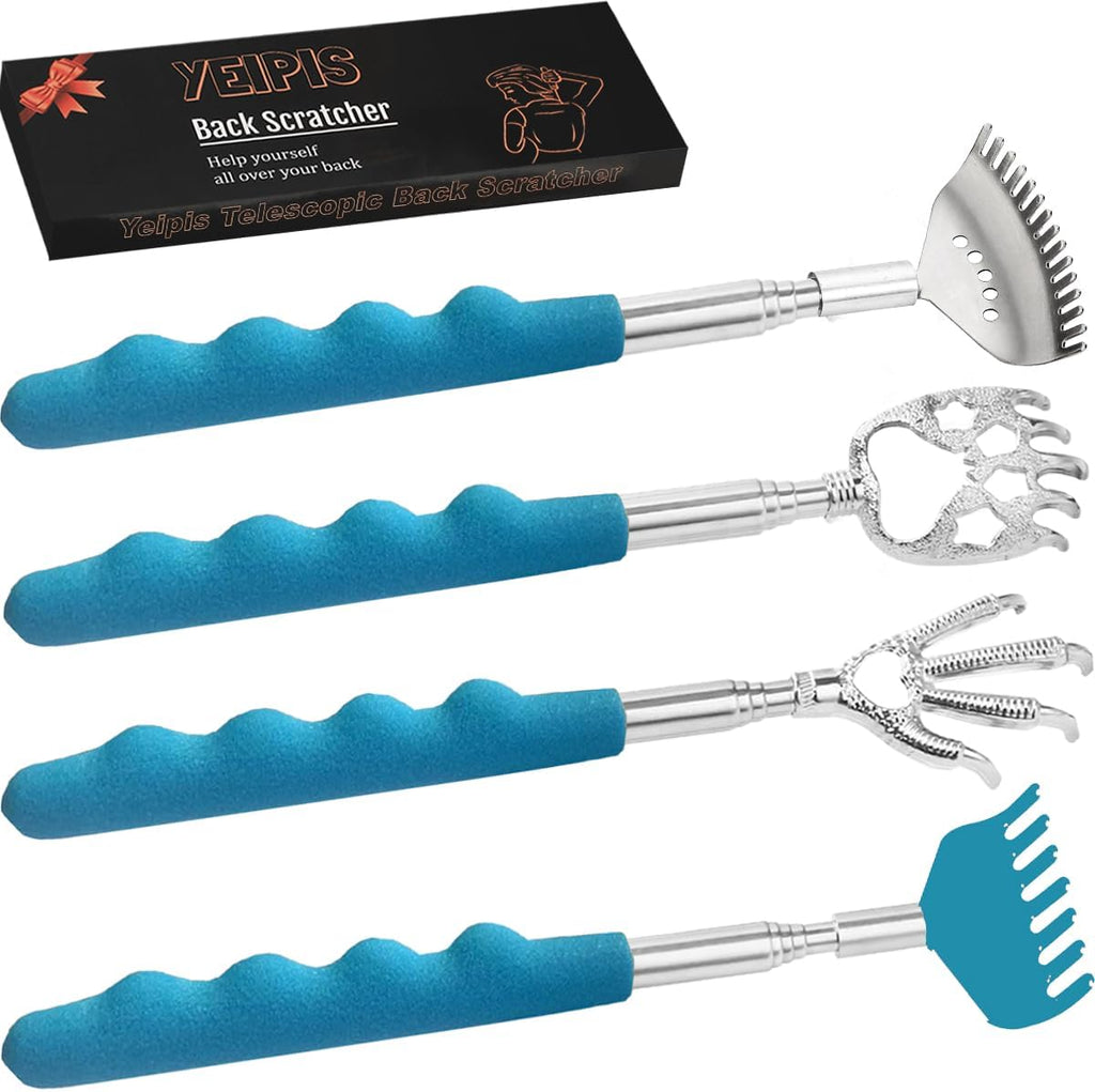 4-Piece Extendable Back Scratcher Set with Rubber Handles