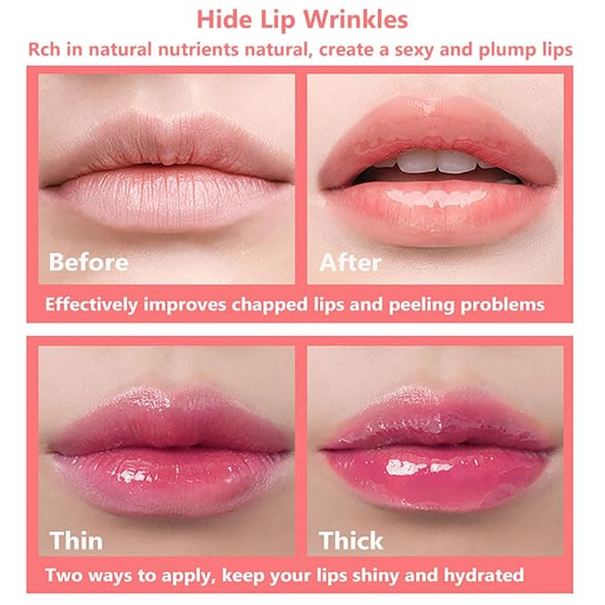 Plumping Lip Oil, Moisturizing Lip Glow Oil, Long Lasting Nourishing Lip Gloss Lip Balm, Non-sticky Transparent Toot Lip Oil Tinted for Lip Care and Dry Lip - Transparent