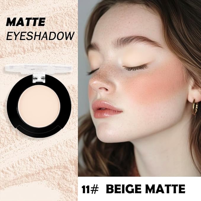 Single Matte Eyeshadow Makeup Palette, Neutral Beige Nude Eyeshadows Singles, Monochrome Eye Shadow Palette Makeup for Women, de sombras de ojos, Highly Pigmented Daily Evening Girls Eyeshadow