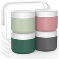 ME.FAN Travel Containers for Toiletries, TSA Approved 2 oz Silicone Cream Jars, Leak-proof Journey Containers, Trip Accessories with Lid for Cosmetic Face Hand Body Cream 4 Pack White Lid Morandi