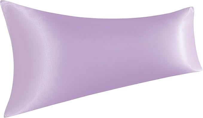 NTBAY Satin Body Pillowcase for Hair and Skin, Luxurious and Silky Pillow case with Envelope Closure, 20x54 Inches, Light Purple