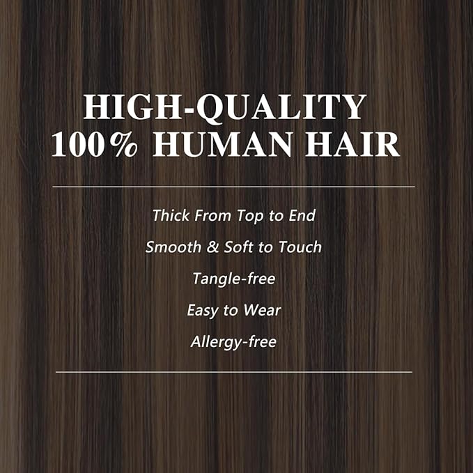 Balayage Clip in Hair Extensions Real Human Hair Straight Remy Human Hair Clip ins for Women, Natural Soft Human Hair, 8Pcs 120g, 16inch #1B/6/1B Balayage Natural Black to Chestnut Brown