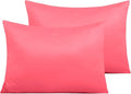 NTBAY Zippered Satin Pillow Cases for Hair and Skin, Luxury Standard Hidden Zipper Pillowcases Set of 2, 20x26 Inches, Coral Pink