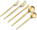 Matte Gold Silverware Set, OGORI 30-Piece Food Grade Stainless Steel Gold Flatware Set, Kitchen Utensil Set Service for 6, Tableware Cutlery Set for Home and Restaurant, Dishwasher Safe
