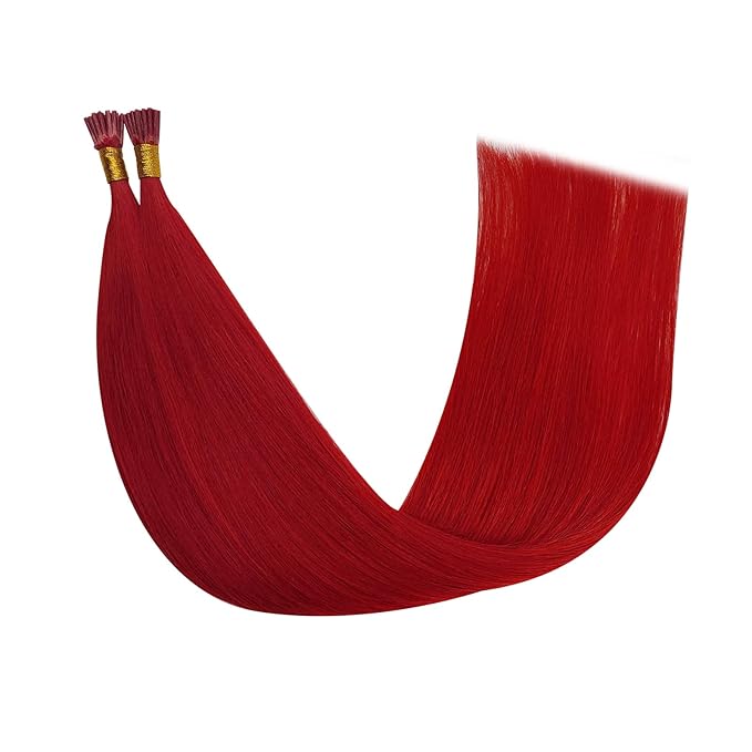 YoungSee Red Hair Extensions I Tips 20 Inch Colored I Tip Extensions Human Hair Red 25s 25g Itip Hair Extension Real Human Hair Colorful Remy Hair Diy Hair-Extension