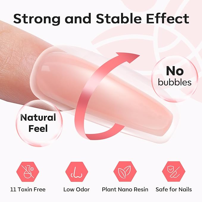 Modelones Poly Extension Gel Nail Kit, 6 Colors Pink Nude with 48W U V/LED Lamp Slip Solution 3D Bow Pearl Charms Decoration Rhinestone Glitter Tools for Manicure Beginner Starter Kit DIY at Home