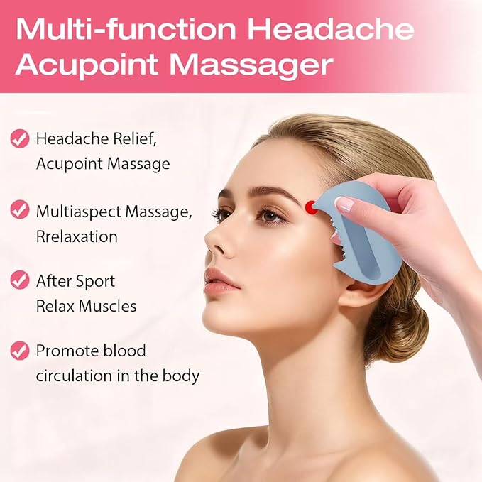 Relief Head & Body Acupressure Massager - Flexible Silicon Tool for Headache, Neck, Shoulder, Leg Pain, Muscle Fatigue & Circulation Boost - Post-Workout Recovery & Full-Body Massage (White)