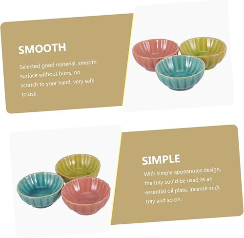 3Pcs Ceramic Essential Oil Bowls 2.83 Inch Spa Mixing Dishes for Aromatherapy Facial Mask and Hair Color Treatments Smooth Finish Salon Color Bowls