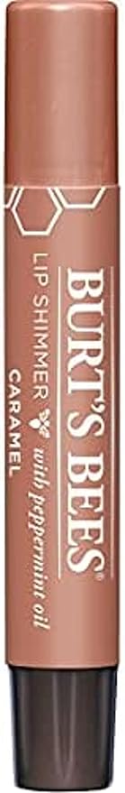Burt's Bees Shimmer Lip Tint Set, Tinted Lip Balm Stick, Moisturizing for All Day Hydration with Natural Origin Glowy Pigmented Finish & Buildable Color, Caramel (4-Pack)