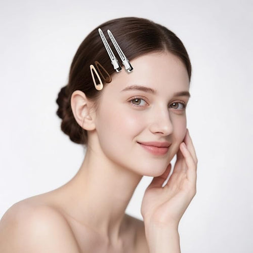 30 Pack Hair Clips for Women Styling - 10 Pcs 3.5" Sectioning Duckbill Clips + 20 Pcs 1.89" Snap Clips | Metal Barrettes for Thin Hair, Girls Hair Accessories (Non-Slip)
