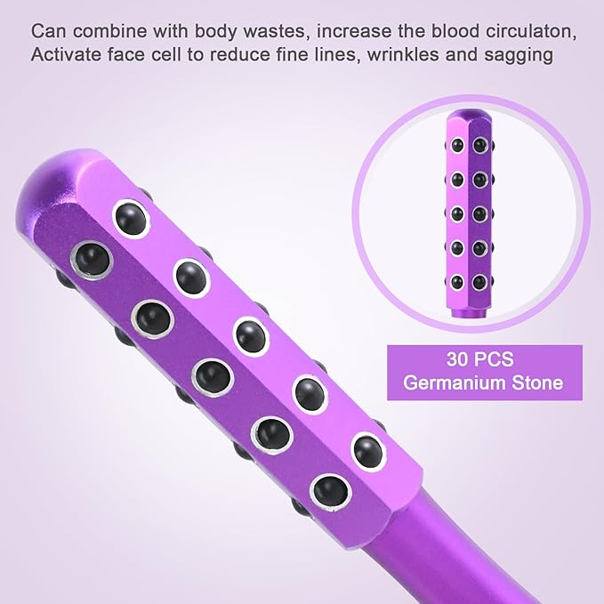 Up Lifting Massaging Beauty Roller Radiance Roller 30 Germanium Stone Face Roller for Uplift and Skin Care,Uplifting Face Massager (Purple)