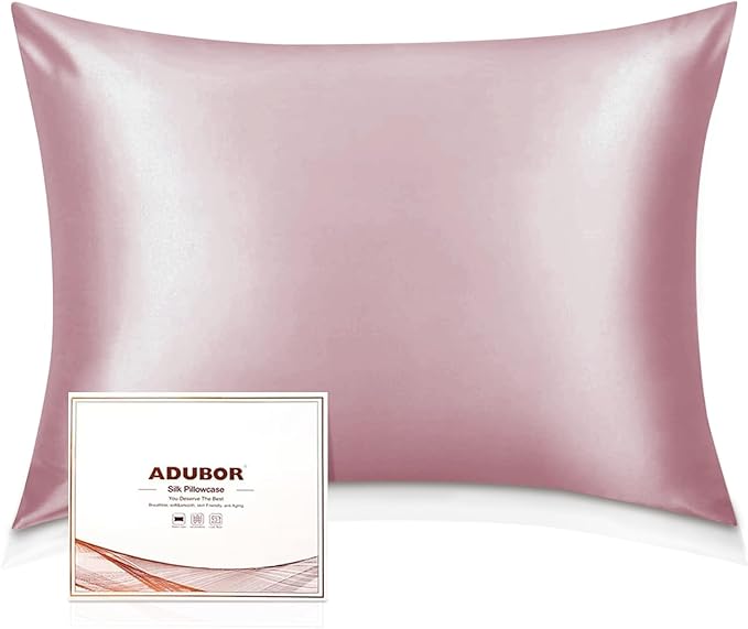 Adubor 100% Silk Pillowcase - Mulberry Silk Pillow Cases, 23 Momme 6A Grade Fibers, Silk Pillow Case for Hair and Skin Health, with Hidden Zipper (Queen 20''x30'', Medium Pink, 1PC)