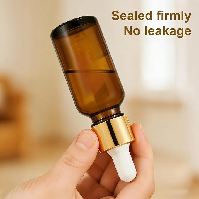 Easeen 48 Pack 2oz Amber Glass Dropper Bottles, Glass Eye Dropper Bottles for Essential Oils, Perfumes (Amber, 2oz)