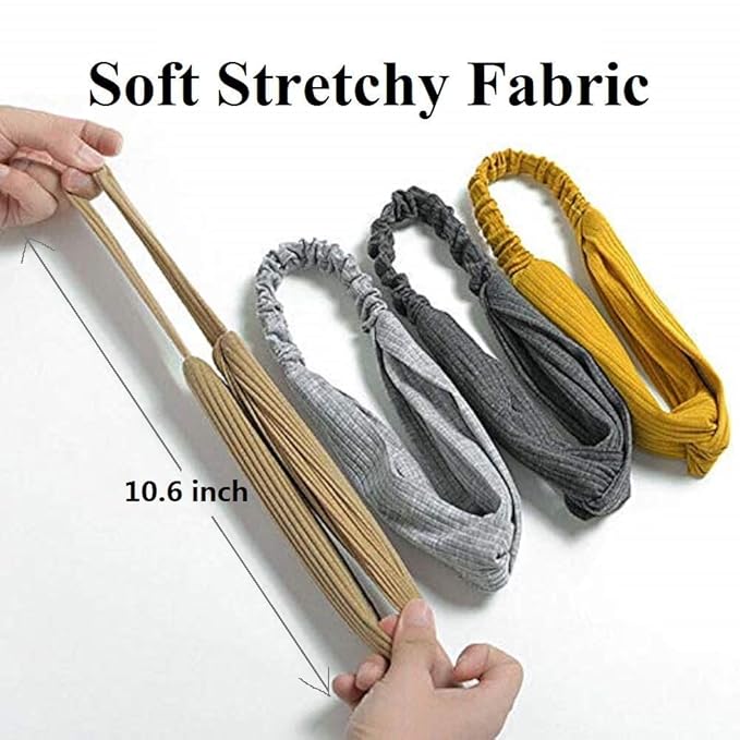 Huachi Hairband for Women's Hair, 8pcs Elastic Headbands for Women, Solid Color, Ribbed Knitting, Soft, Non-slip, Stretchy, Breathable, Suitable for Any Occasions, Hair Styling Accessories