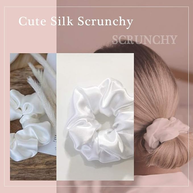 LilySilk Brand 100% Mulberry Silk Hair Scrunchie, Bright Coffee, No Damage, Elastic Silk Ponytail Holder, 1 Count, Suitable for All Hair Styles and Lengths