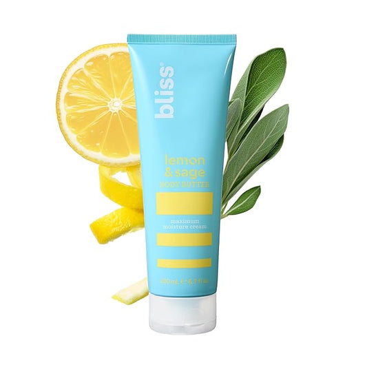 Bliss Lemon and Sage Body Butter - Iconic Scent with Shea Butter and Coconut Oil for Long-Lasting Maximum Moisture - Body Lotion for Smooth, Soft Skin - Vegan and Cruelty-Free - 6.7 Fl Oz