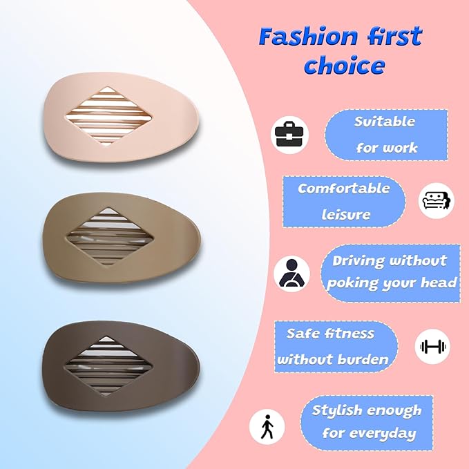 3PCS LargeLay Flat Hair Clip Flat Claw Clips for Women, Large Flat Hair Clips for Women Thick,Strong Hold Anti-Slip Design, Versatile Solid Colors for Thick or Thin Hair