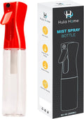 Hula Home Spray Bottle for Hair (10.1oz/300ml) - Powered by Flairosol® Spray Technology - Continuous Ultra Fine Mist Sprayer for Hairstyling, Cleaning, Salons, Plants, Essential Oil & More - Red/Clear